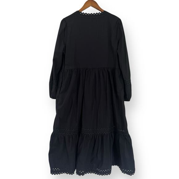 J. Crew Black Lace Trim Midi Dress - Picture 11 of 11